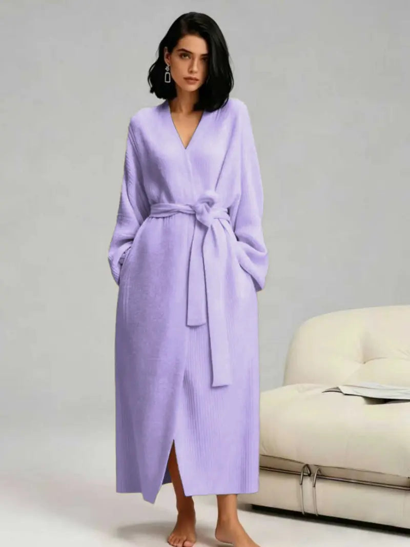 Women’s Double-Sided Thick Fleece Long Robe | Warm Flannel for Fall & Winter, Soft & Cozy, Wear Indoors & Outdoors