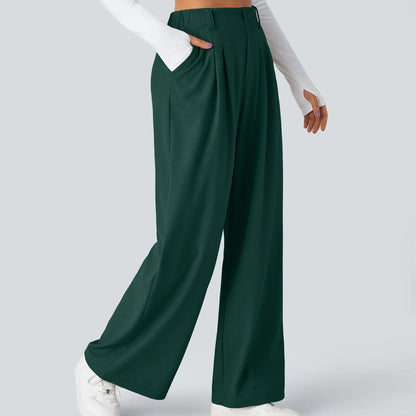 High Waisted Pocket Wide Leg Waffle Work Pants