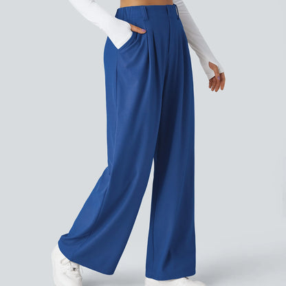 High Waisted Pocket Wide Leg Waffle Work Pants