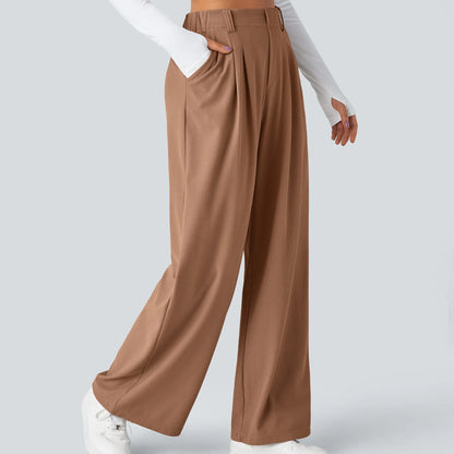 High Waisted Pocket Wide Leg Waffle Work Pants