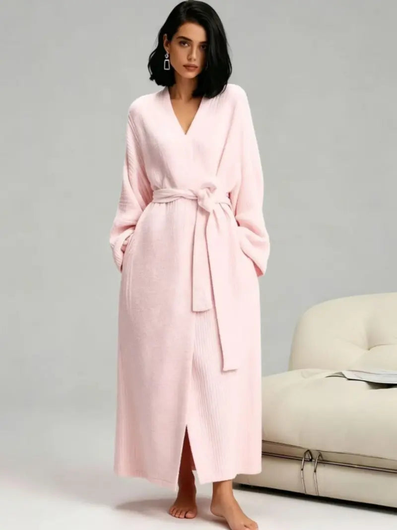 Women’s Double-Sided Thick Fleece Long Robe | Warm Flannel for Fall & Winter, Soft & Cozy, Wear Indoors & Outdoors