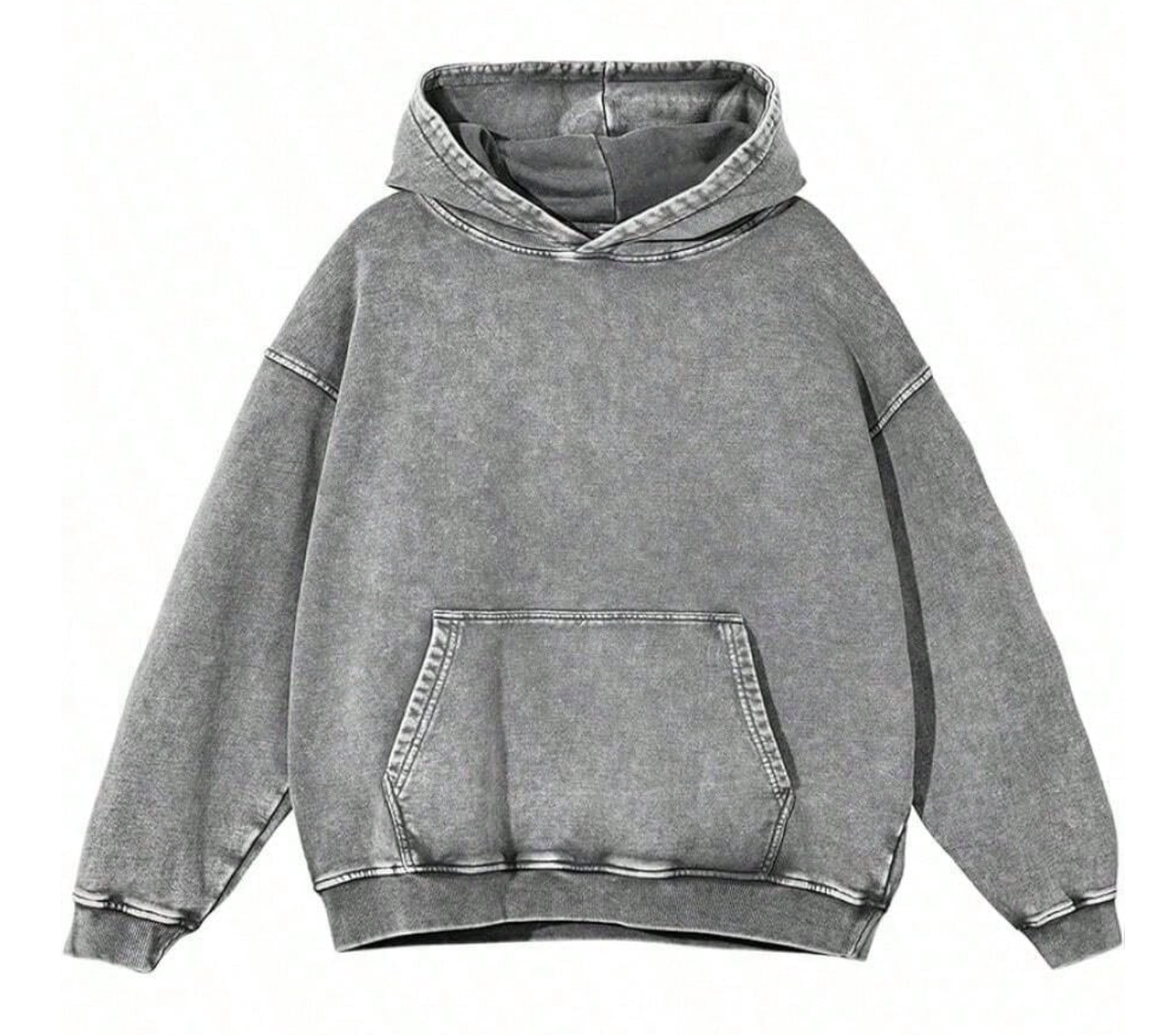 Young adults’ go-to vintage acid-washed hoodie with kangaroo pocket for daily outfits