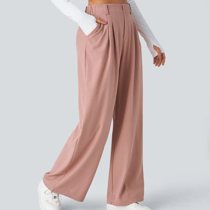 High Waisted Pocket Wide Leg Waffle Work Pants