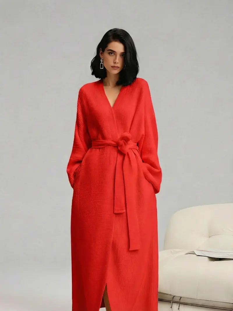 Women’s Double-Sided Thick Fleece Long Robe | Warm Flannel for Fall & Winter, Soft & Cozy, Wear Indoors & Outdoors