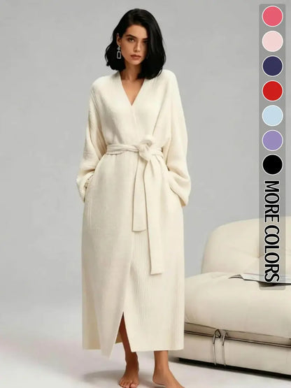 Women’s Double-Sided Thick Fleece Long Robe | Warm Flannel for Fall & Winter, Soft & Cozy, Wear Indoors & Outdoors