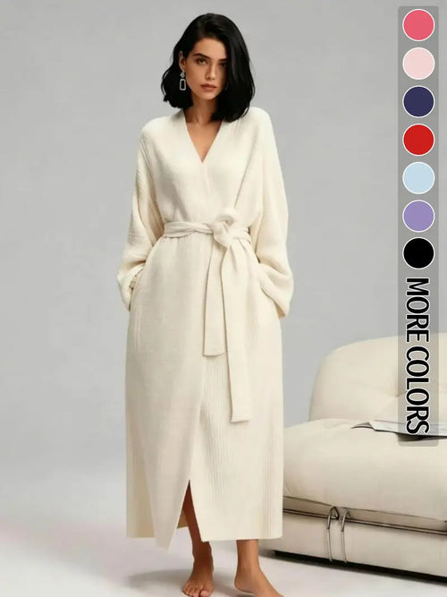 Women’s Double-Sided Thick Fleece Long Robe | Warm Flannel for Fall & Winter, Soft & Cozy, Wear Indoors & Outdoors