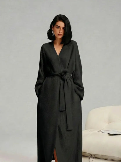 Women’s Double-Sided Thick Fleece Long Robe | Warm Flannel for Fall & Winter, Soft & Cozy, Wear Indoors & Outdoors