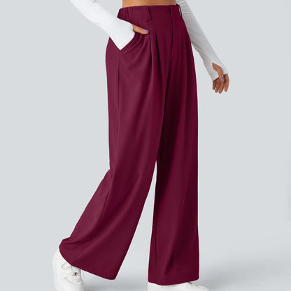 High Waisted Pocket Wide Leg Waffle Work Pants
