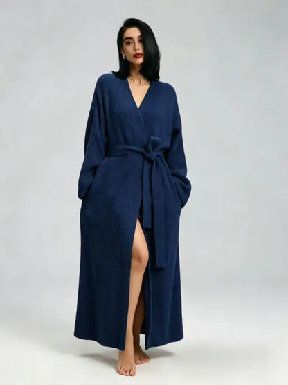 Women’s Double-Sided Thick Fleece Long Robe | Warm Flannel for Fall & Winter, Soft & Cozy, Wear Indoors & Outdoors