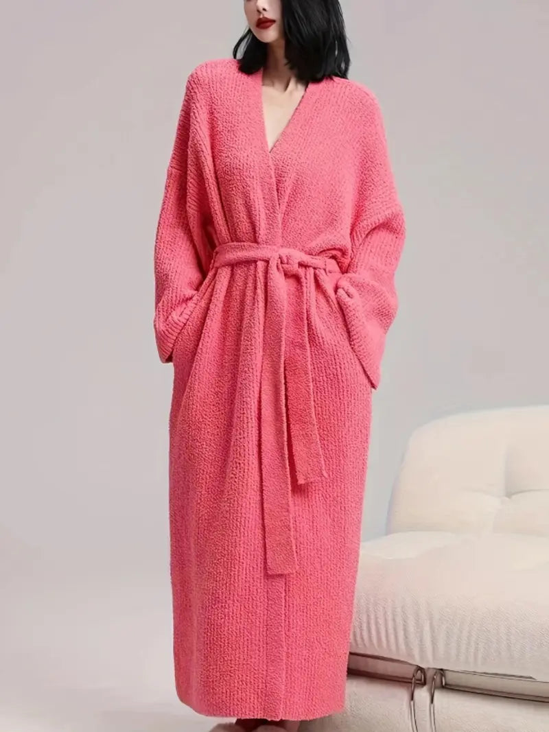 Women’s Double-Sided Thick Fleece Long Robe | Warm Flannel for Fall & Winter, Soft & Cozy, Wear Indoors & Outdoors