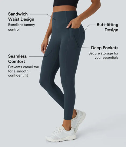 Scrunch Butt Lifting High Waist Leggings Tummy Control Pocket Sports Shaping Training Trousers
