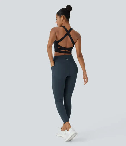 Scrunch Butt Lifting High Waist Leggings Tummy Control Pocket Sports Shaping Training Trousers